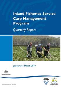 An image of the front cover of the Carp Management Program Quarterly Report for January to March 2019.