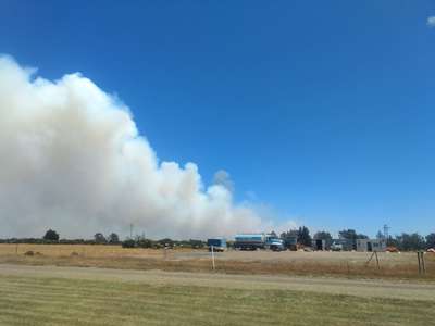 Looking back toward Miena and the fire front from Liawenee on Mon 21 Jan 2019