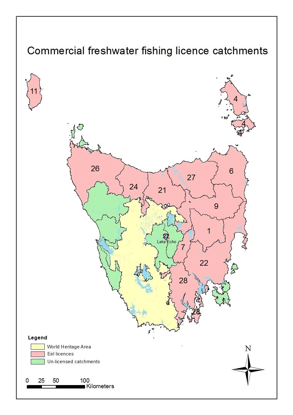 Commercial freshwater fishing licence catchments